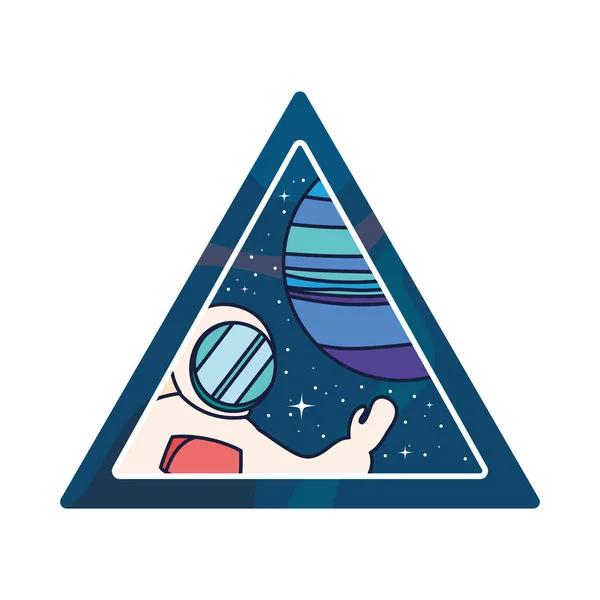 Triangle Insigne Spatial Avec Astronaute — Image vectorielle