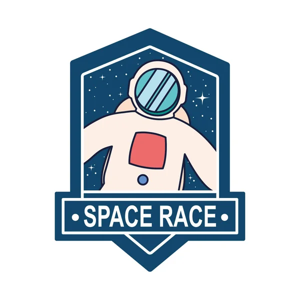 Space Race Badge Astronaut — Stock Vector
