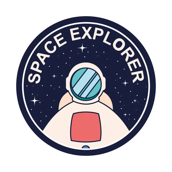 Insigne Explorateur Spatial Avec Astronaute — Image vectorielle