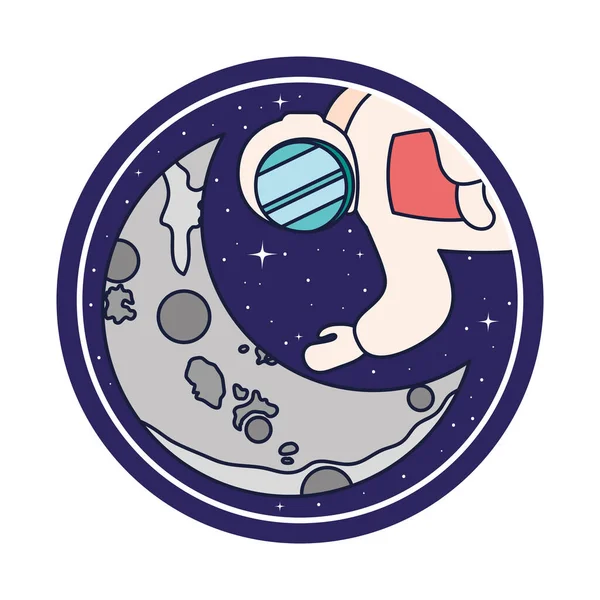 Astronauta Odznaka Ilustracja Księżycem — Wektor stockowy