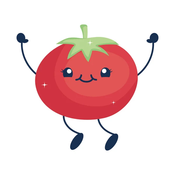 Kawaii Tomato Illustration White — Image vectorielle