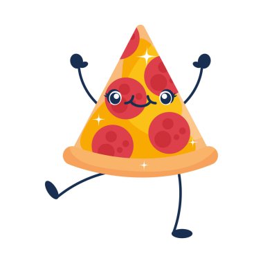 kawaii pizza illustration over white