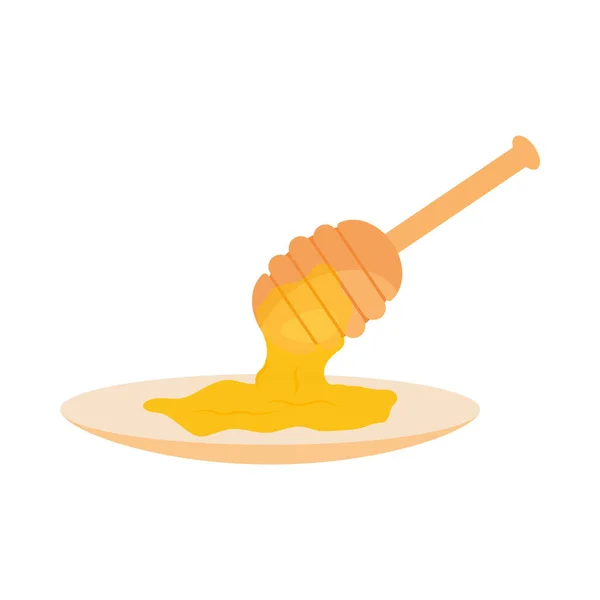 Μέλι Και Κουτάλα Άσπρο Φόντο — Διανυσματικό Αρχείο