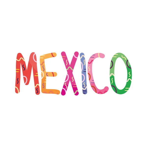 México Palabra Diseño Con Formas Coloridas — Vector de stock