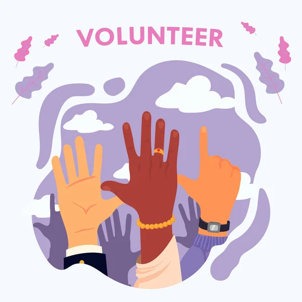 Poster Colored Hand Volunteer — Stockvektor