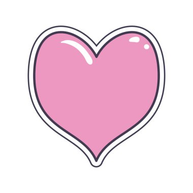 Düz pembe kalp beyaza karşı