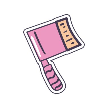 Düz pembe kasap bıçağı beyaza karşı