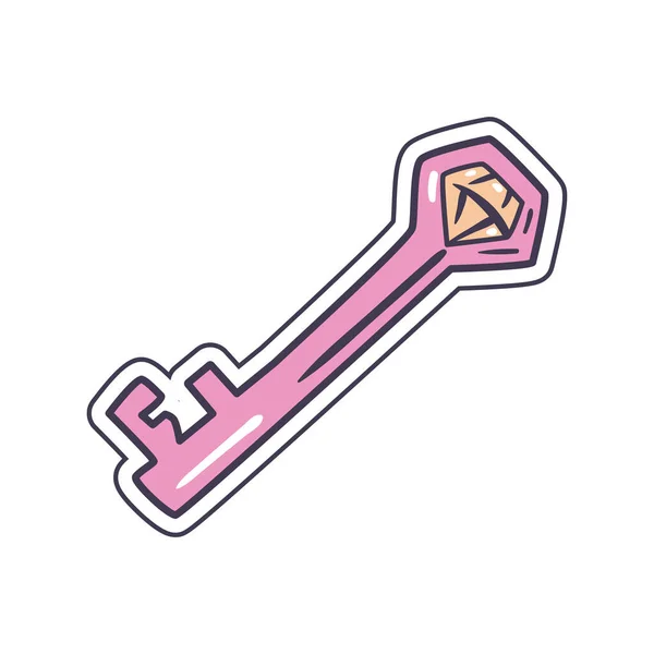Flat Pink Key Design White — ストックベクタ