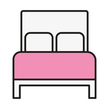 Beyaz arkaplanda çift yatak simgesi