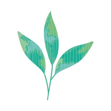 Beyaz arkaplanda yaprakları olan yeşil saplı