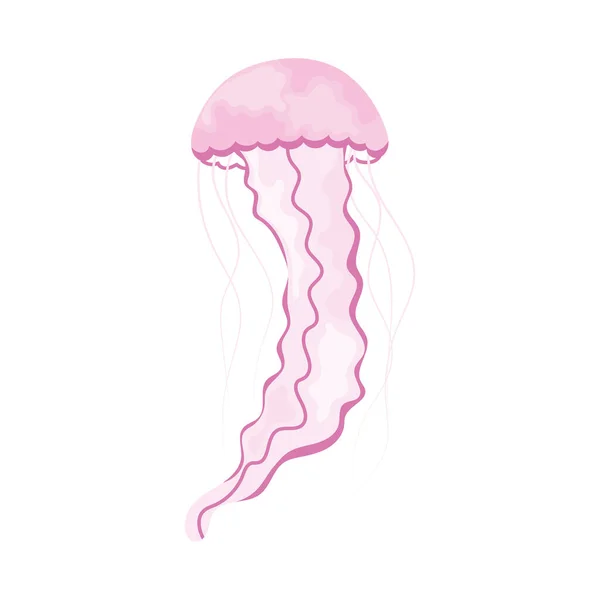 Pink Jellyfish Icon White Background — ストックベクタ