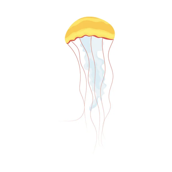 Yellow Jellyfish Icon White Background — Stock Vector