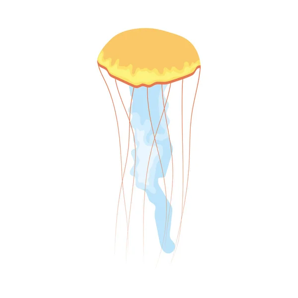 Cartoon Yellow Jellyfish Icon Design — Stock Vector