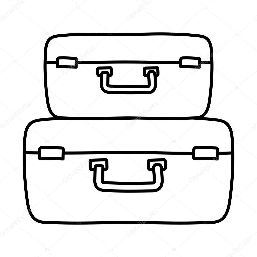 stack of travel luggage icon on white background