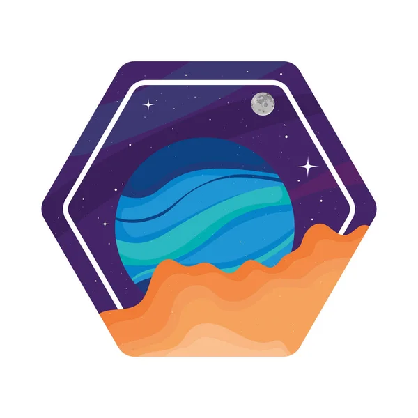 Space Badge Neptune Planet — Image vectorielle