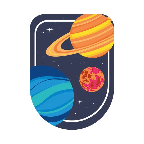 Badge Space Planets Stars — Image vectorielle