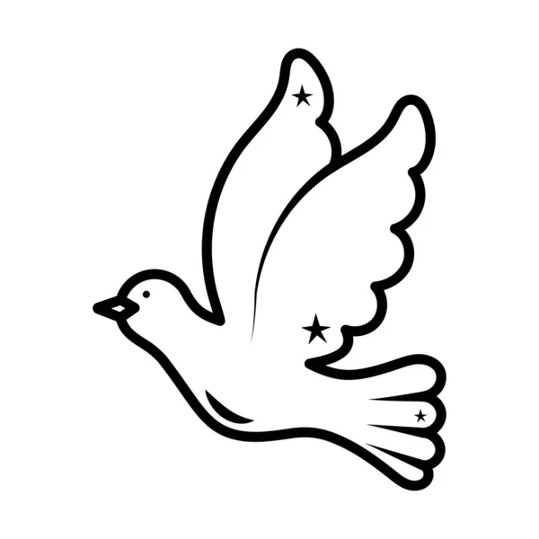 Dove Flying Icon White Background — Vetor de Stock
