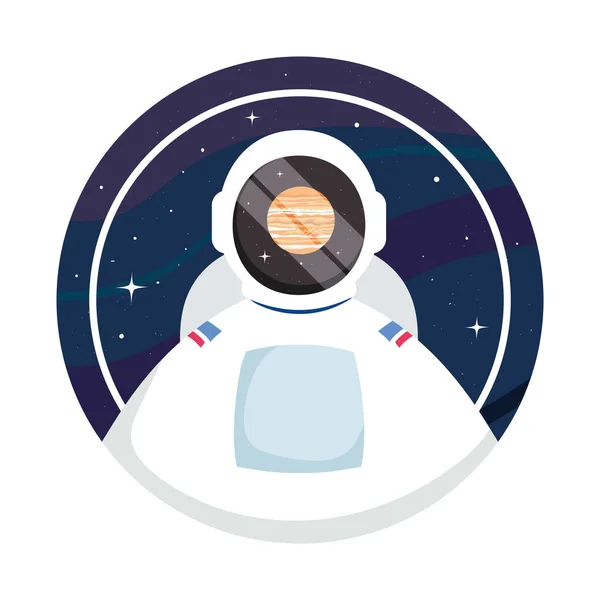 Space Badge Astronaut Jupiter Planet — ストックベクタ