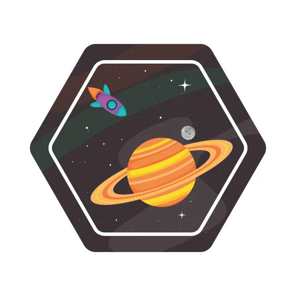 Space Badge Saturn Rocket — Image vectorielle