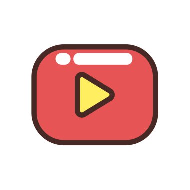 düz kırmızı çalma düğmesi beyaz üzerine