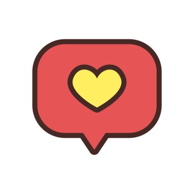 Kalbi olan düz kırmızı metin balonu