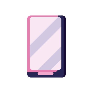 Düz pembe retrofuturistik akıllı telefon beyaz üzerine