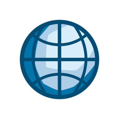 beyazı üzerine düz mavi internet simgesi