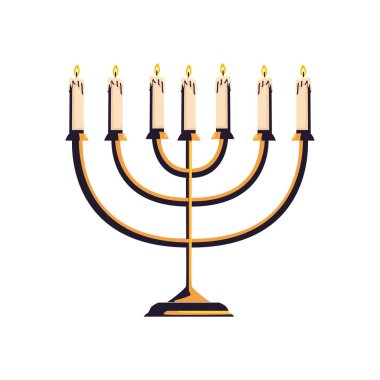 düz menorah tasarımı beyaz üzerine