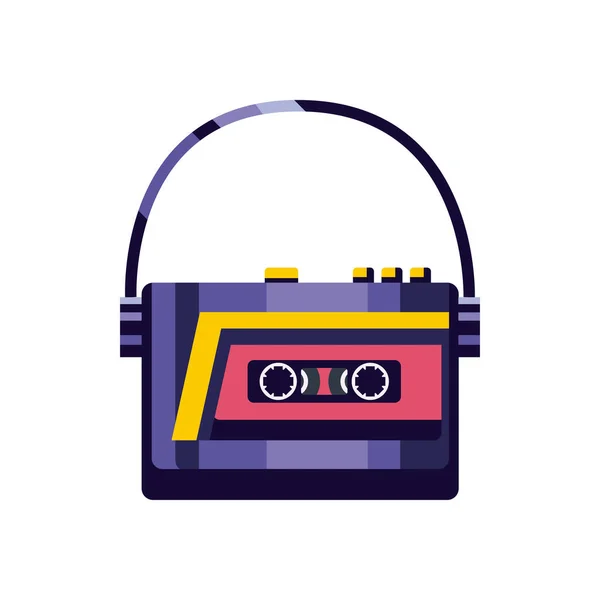 Flat Audiotape Player White — Vector de stock