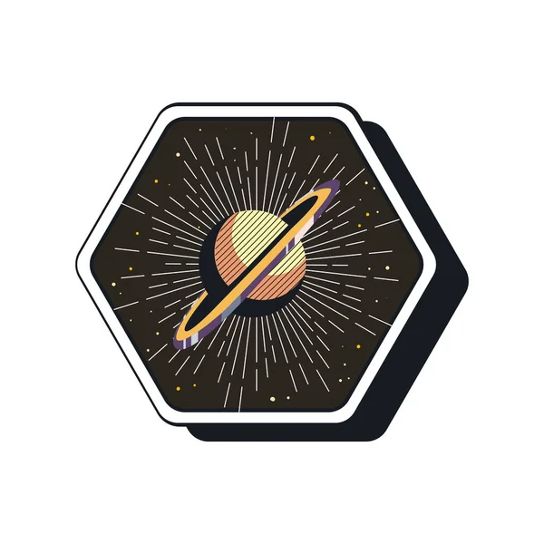 Flat Planet Emblem White — Stockvector