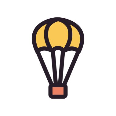 Düz sarı sıcak hava balonu beyaz üzerine