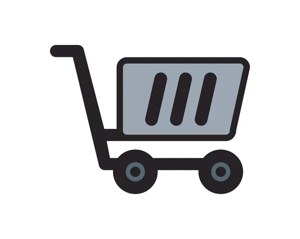 Flat Shopping Cart White — Stockvector