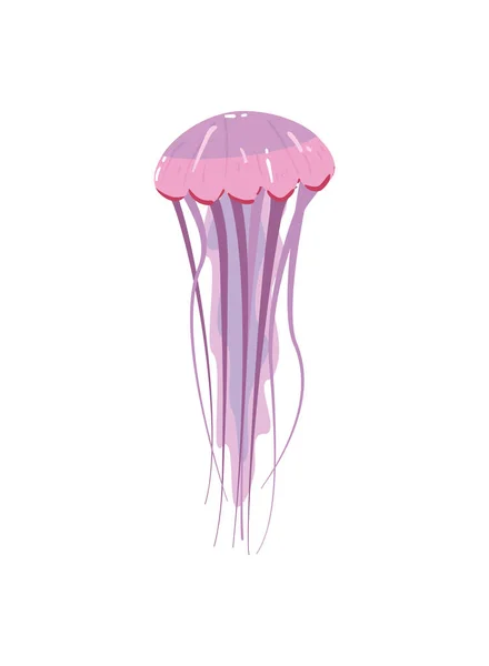 Flat Jellyfish Illustration White — Stock vektor