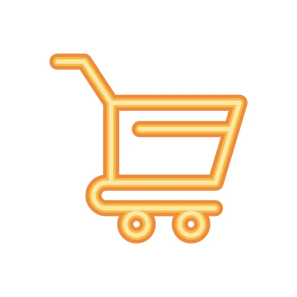 Flat Neon Shopping Cart White — Stock vektor