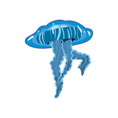flat blue jellyfish illustration over white
