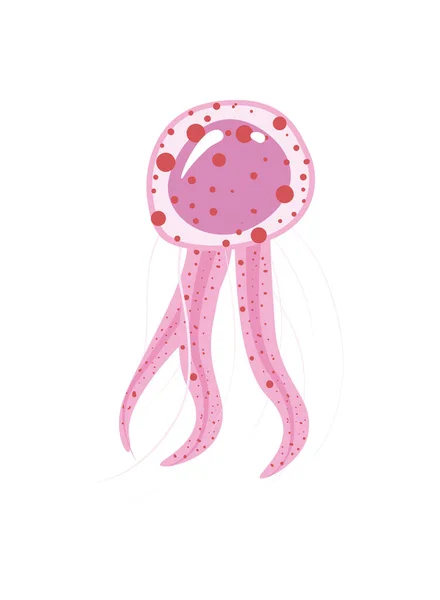 Flat Pink Jellyfish White — Stock Vector