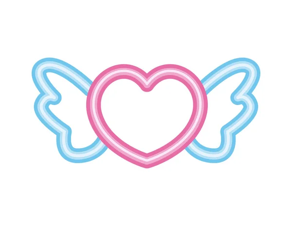 Flat Neon Heart Wings — Vetor de Stock
