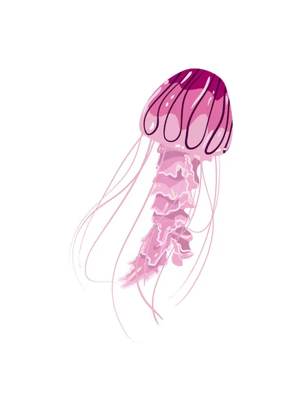 Flat Colorful Jellyfish White — Image vectorielle