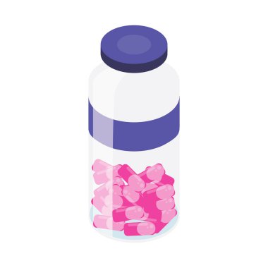 isometric pill jar over white