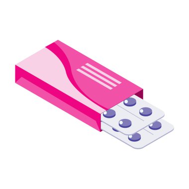 isometric pill tablet over white