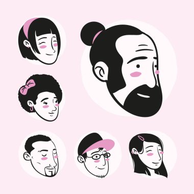 people faces cartel over pink