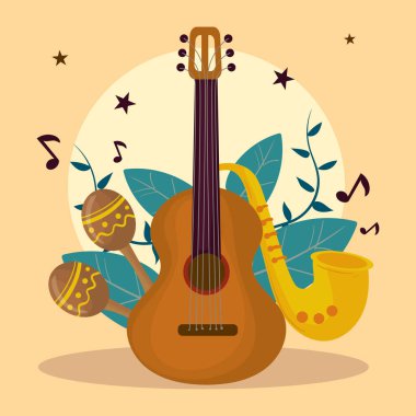 music instruments poster with notes