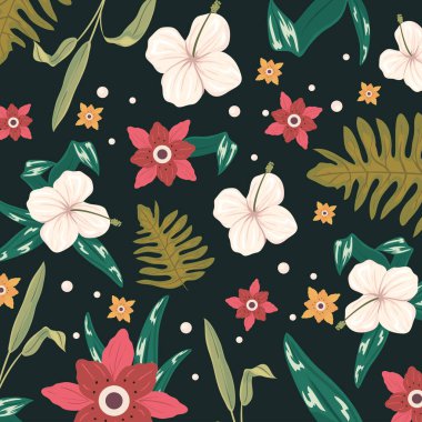 colored flowers pattern with leaves