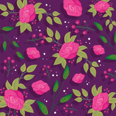 pattern of flowers with leaves