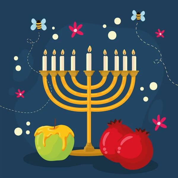 Cartel Rosh Hashanah Menorah — Image vectorielle