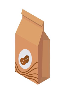isometric coffee bag over white
