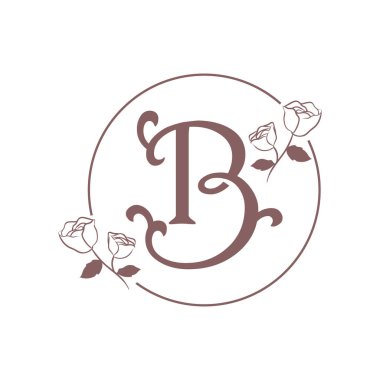 beauty flowers label with round frame