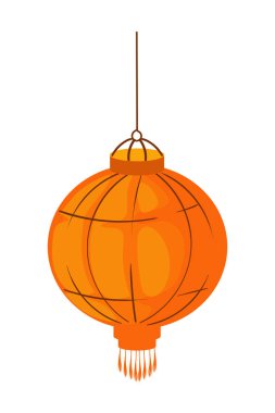 orange chinese lamp over white