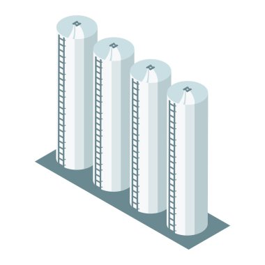 isometric factory towers over white