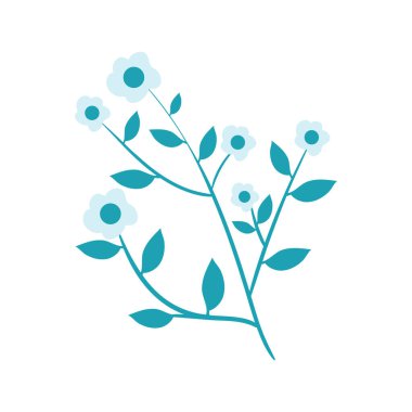 blue flowers branch over white